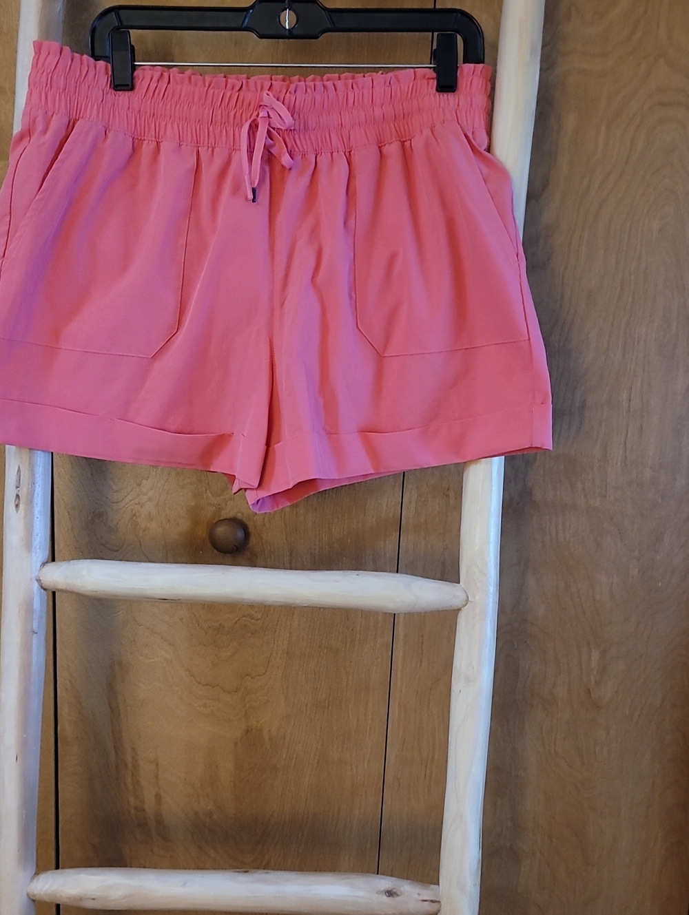 90 Degree By Reflex Coral Pink Elastic-Waist Athletic Shorts
